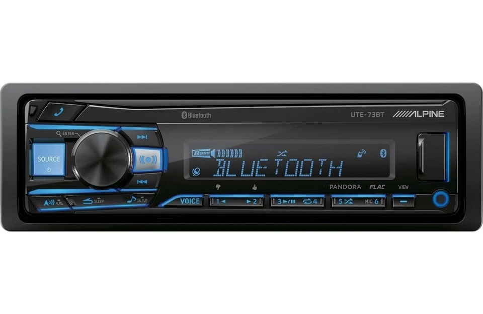 Alpine UTE-73BT Single-DIN Digital Media Receiver with Bluetooth + Remote - Image 2 of 4