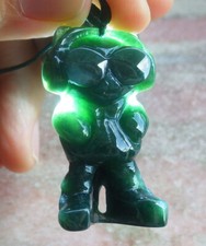Video Certified Green Natural A Jade jadeite Pendant Bear Cartoon 116779 TS