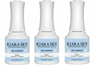 Kiara Sky Dip Essential Base - Base Layer Polish for Powder Manicure 3 Bottles