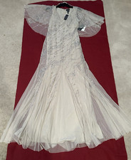 Adrianna Papell Women's Beaded Sequin Gown w/ Cape Overlay-Size 10 New with tags