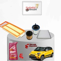 Set Service 4 Filter Und 4L ÖL Fiat 500 L 1.3 D Multijet 62KW 85CV Von 2013->