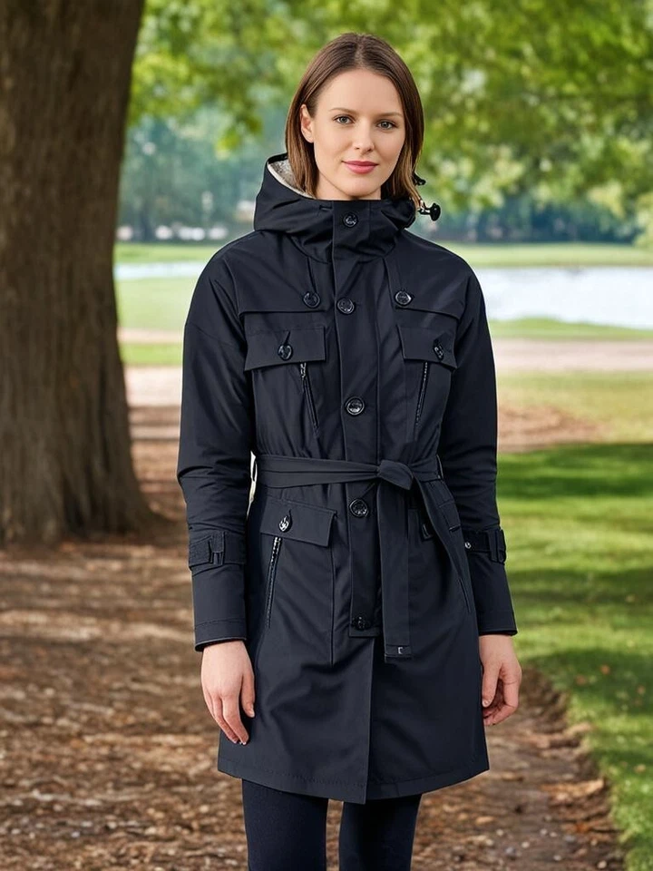 Ladies Trench 3 Quarter Waterproof Windproof Rain Coat Cagoule Outdoor Offer - Image 2 of 4