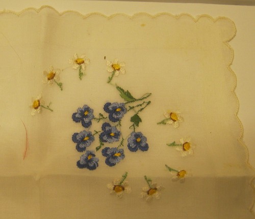 Mid Century Spun Rayon? Hand Embroidered Ladies Hankie SWITZERLAND Unused!!!! - Picture 3 of 3