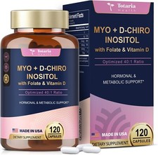 Myo-Inositol  D-Chiro Inositol Capsules - 40:1 Ratio with Vitamin D3  Folate