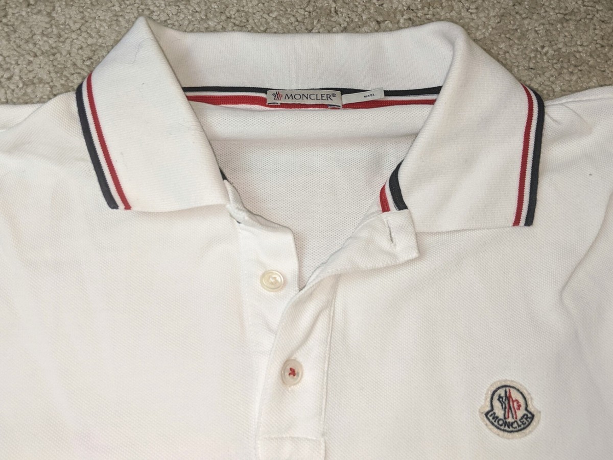Moncler Men's Polo Maglia Polo Manica Corta White Sz L Flag Moncler Men's Polo Maglia Polo Manica Corta White Sz L Flag