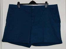 NWT Magellan Women's Plus Moonlit Ocean Blue Happy Camper Chino Shorts sz 24