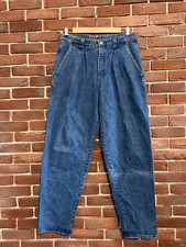 Vintage 90s Yves Saint Laurent Denim Baggy Pants Designer 54 Blue