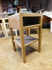 vintage industrial Simmons art deco nightstand end side table Norman Bel Geddes