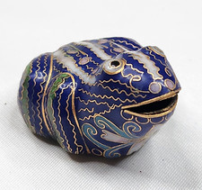 VTG Cloisonné Money Frog Figurine Brass Enam...