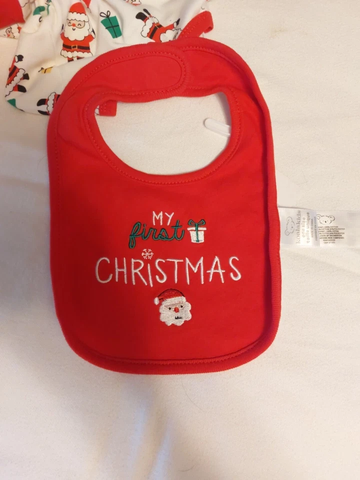 Koala Kids "My First Christmas"  Bodysuit & Bib Set  Newborn NEW w/tags - Image 4 of 4