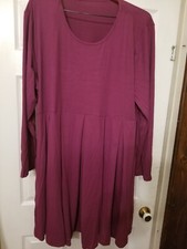 Gboomo Women's Plus Size Dresses Casual Long Sleeve Pleated Swing Midi Dress