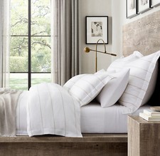 Restoration Hardware EMBROIDERED STRIPE LINEN DUVET COVER