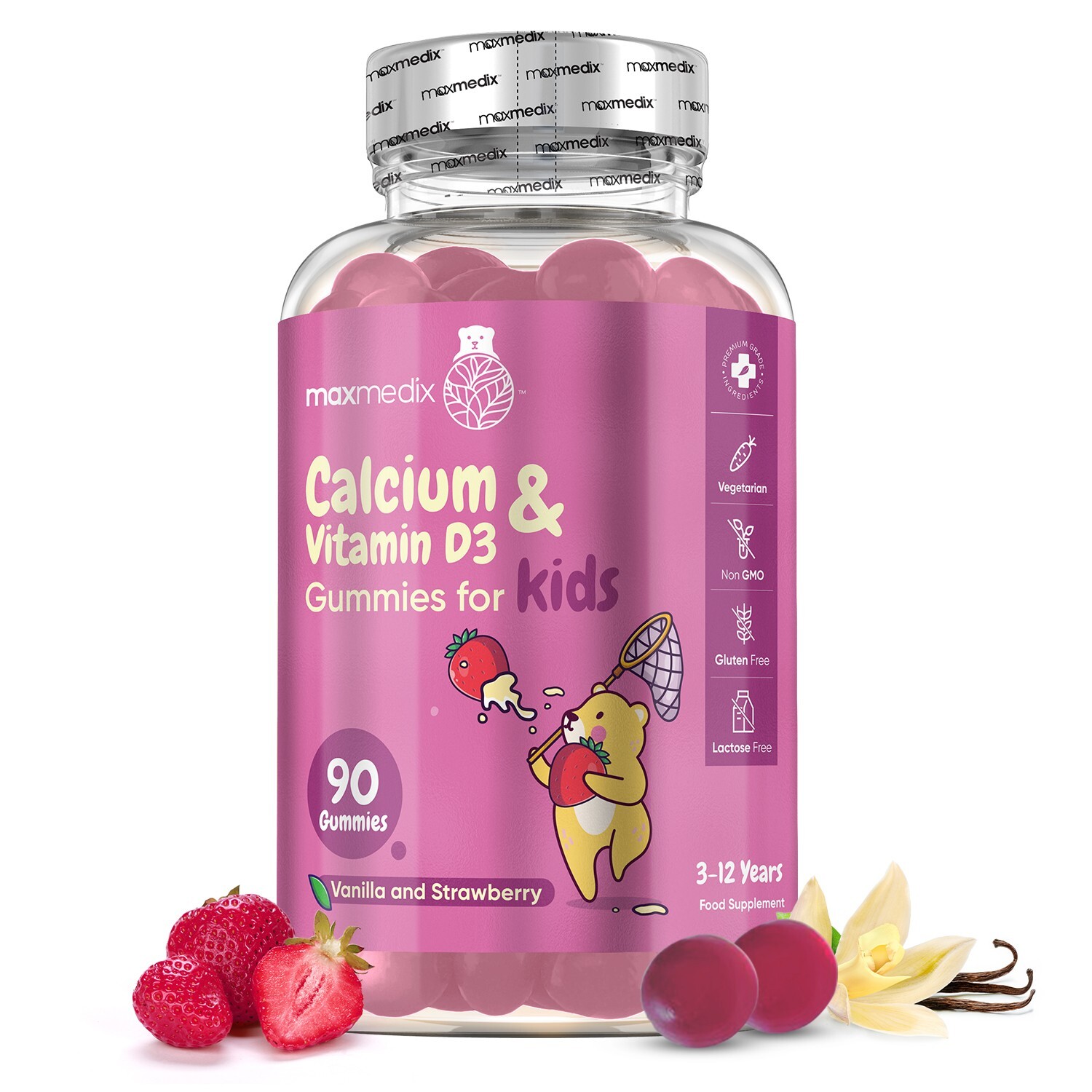 Calcium & Vitamin D3 - 90 Gummies - healthy bones, joints & teeth - Metabolism