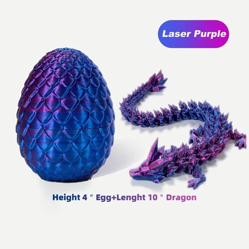 3D Printed Dragon Egg Full Articulated Crystal Dragon Fidget Toy Home Decor Toys - Picture 2 of 9