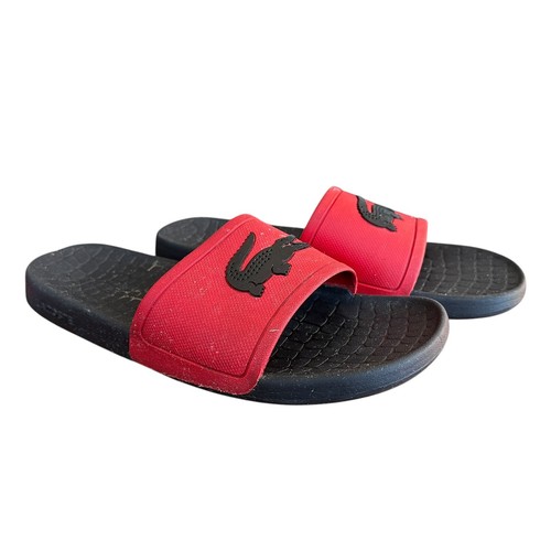 Lacoste Croco Slides Sandals Size 10 Red Black Logo Fraiser Beach Spring Summer - Picture 5 of 11