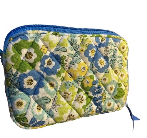 Retired Vera Bradley Coin Key Zipper purse English Meadow blue yellow green - Picture 4 of 7