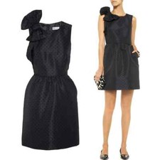 RED Valentino Bow Embellished Polka Dot Sleeveless A-Line Mini Dress  Navy 8 / M