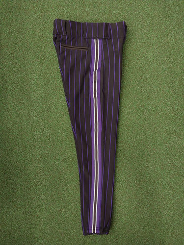 Vintage 1990s Betlin Baseball Pants Black w/ Purple - Made In USA - Picture 3 of 6