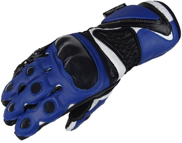 Bangla Motorradhandschuhe Motorrad Handschuhe Leder Quad Blau Schwarz S-image