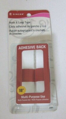 Singer Hook & Loop Adhesive Back Fabric Tape 18'''' x 3/4''  WHITE  NIP