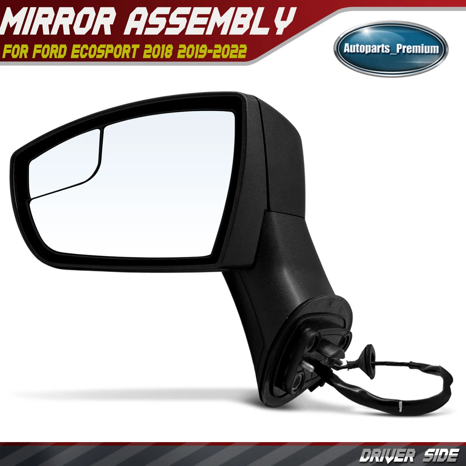 Driver LH Power Mirror with Manual Folding Textured for Ford EcoSport 2018-2022