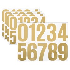 5 Sheets Vinyl House Numbers 4 Inch Self-Adhesive Number Stickers, Gold
