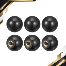 6 Set Threaded Ball Knobs M5 Female Thread 0.78" Dia Black for Machine Handle