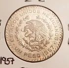 Photo of a 1957 Mexico Un Peso Silver from an eBay listing that sold on Jul 12, 2026