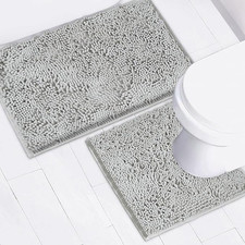 Bathroom Rugs Chenille Bath Mat 2 Piece Set, Super Absorbent, Strong PVC Non Sli