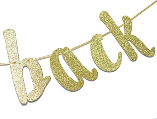 Welcome Back Gold Glitter Hanging Sign Banner- First Day of School, Classroom - Picture 6 of 8