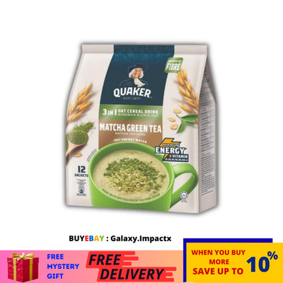 QUAKER 3-in-1 Oat Cereal Drink Matcha Green Tea Flavour 12 Sachets x 28g (336g)