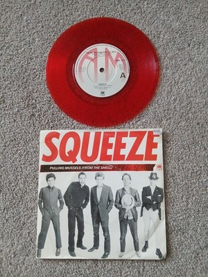 Squeeze - Pulling Mussels (From A Shell)  7'' Red Vinyl Single Record 