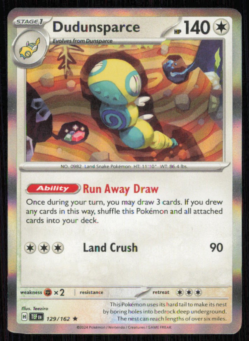 Dudunsparce 129/162 Rare Temporal Forces Holo Near Mint