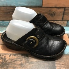 Bolo by Born Mules Slip On Wedges Black Leather Women's Size 10 M/W