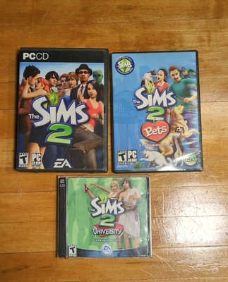 The Sims 2, University, Pets- CD-ROM - 4 CD SET - MAXIS -  ELECTRONIC ARTS GAMES