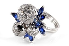 Ring 10 Saphire 1,3 ct 30 Brillanten insg. 0,5 ct  750 Gold Gr.55 [BRORS 20031]