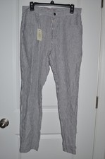 NUEVO Pantalones Alex Crane Para Hombre Talla 31x30 Rayas 100% Lino Calce Relajado Informales
