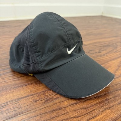 VINTAGE Nike 7 Panel Hat Cap Adult One Size Black Tailwind FitDry Strap Back Y2K