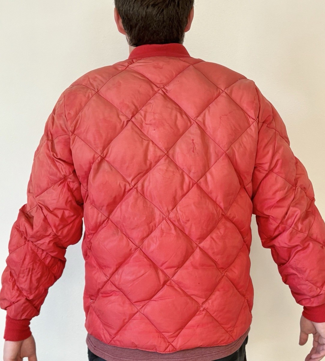 Vintage 1950s Eddie Bauer Skyliner Quilted Down Jacket Sz L - Red