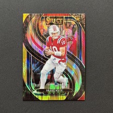 2024 Drake Maye Select -Premier Level (#113) Red & Yellow Shock Prizm (RC)