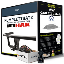 Für VW Golf III Cabrio Typ 1E7 Anhängerkupplung starr +eSatz 7pol uni. 93- NEU