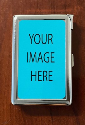YOU CHOOSE THE IMAGE Custom Cigarette Case with Built in Lighter Metal Wallet
