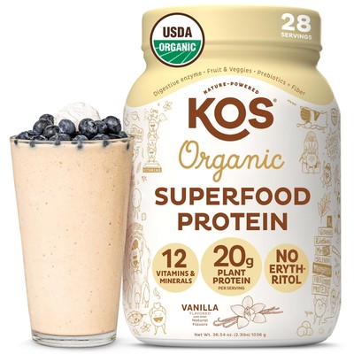 Organic Vanilla Protein Supplement Powder 28 Servings 20g Protein Digestive S...