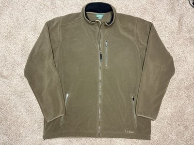LL Bean Fleece Full-Zip Sweater Jacket Mens XLT Mock Neck Olive 0 FJM5 XL Tall