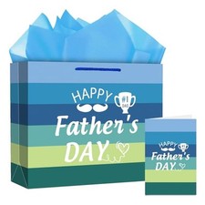 13" Large Father's Day Gift Bag With Tissue Paper Happy Fathers Day Paper