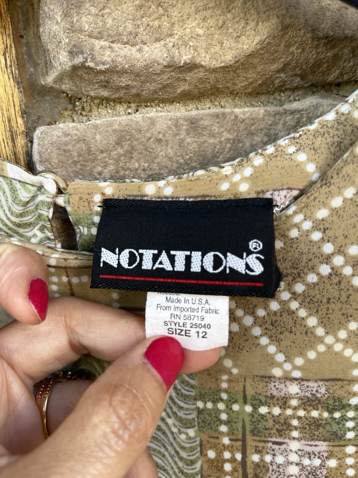 Notations Cream Multicolor Patchwork Plaid Print … - image 5