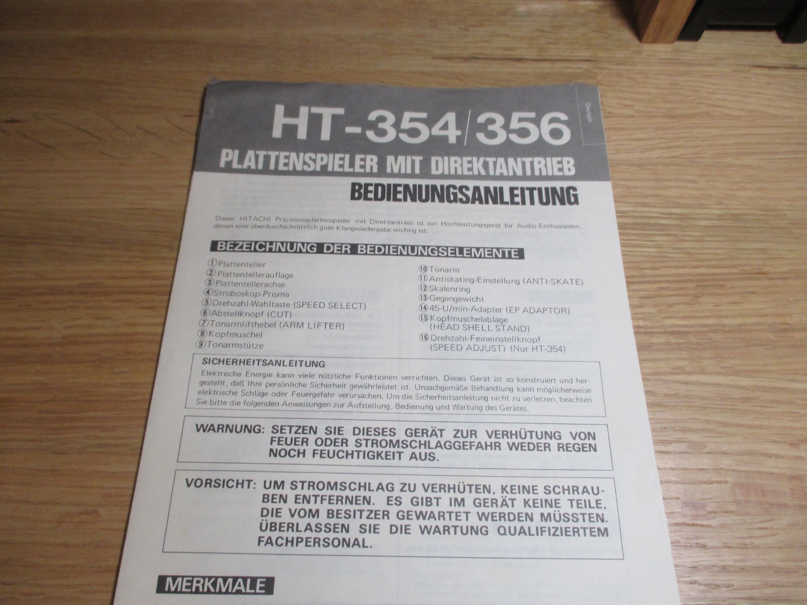 Hitachi HT-354 DD Instruction Manual (French, German, Swedish, Italian & Dutch)
