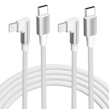 2 Pack MFi Certified USB C to Lightning Cable 6ft Right Angle 20W Fast Charge