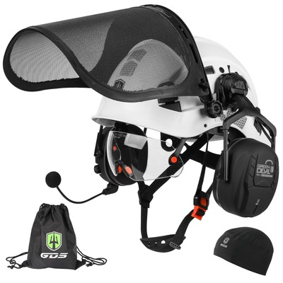 Forestry Chainsaw Safety Helmet with Bluetooth Ear Muffs Arborist Helmet Hard...