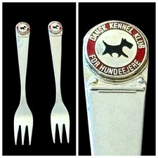 Scottish Terrier Dog Cocktail Pickle Forks Dansk Kennel klub DKK Lot of 2